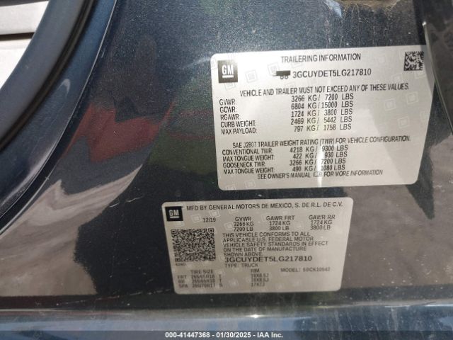 3GCUYDET5LG217810 Chevrolet Silverado 1500 4wd  Short Bed Lt