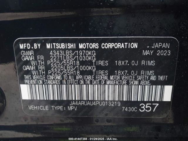 JA4ARUAU4PU013219 Mitsubishi Outlander Sport 2.0 Se Awc