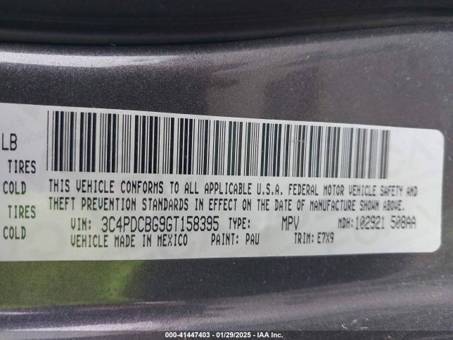 3C4PDCBG9GT158395 Dodge Journey Sxt
