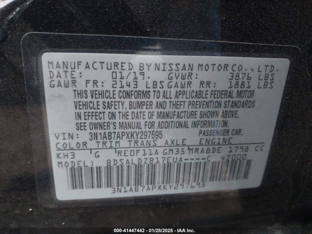 Nissan SENTRA SV 2019 3N1AB7APXKY297695 Image 9