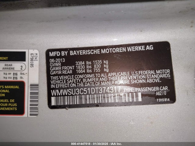 2013 MINI HARDTOP WMWSU3C51DT374317 Photo 8