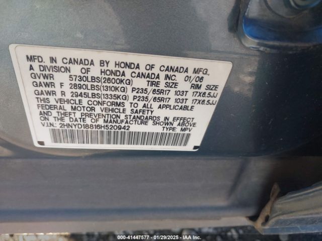 2006 ACURA MDX 2HNYD18816H520942 Photo 8