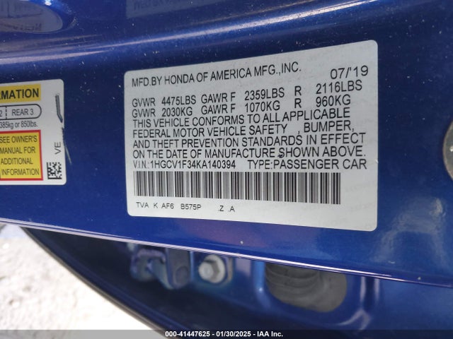 1HGCV1F34KA140394 Honda Accord Sport