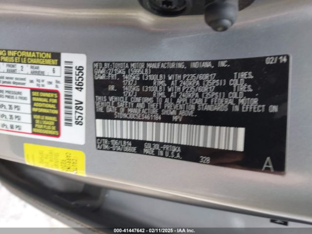 5TDYK3DC5ES461184 Toyota Sienna Xle V6 8 Passenger
