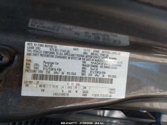 Ford FOCUS SE 2016 1FADP3F29GL229069 Image 9