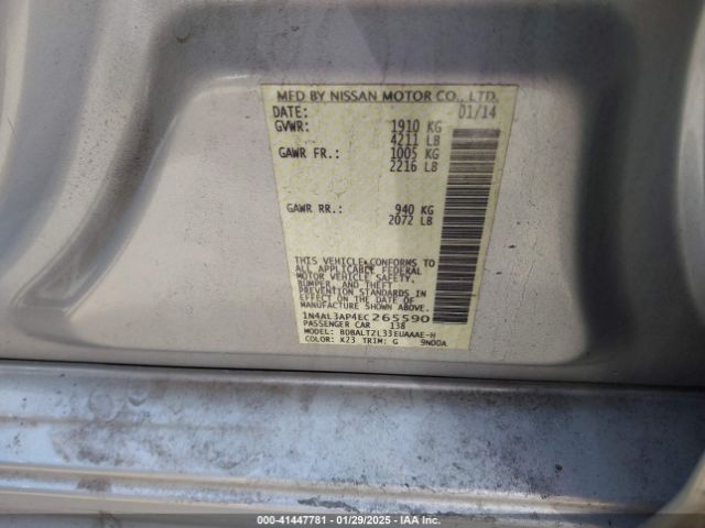 1N4AL3AP4EC265590 Nissan Altima 2.5 Sv