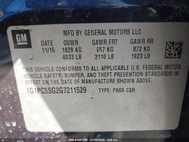 1G1PC5SG2G7211529 Chevrolet Cruze Limited Ls Auto
