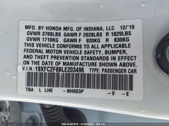 19XFC2F88LE203496 Honda Civic Sport