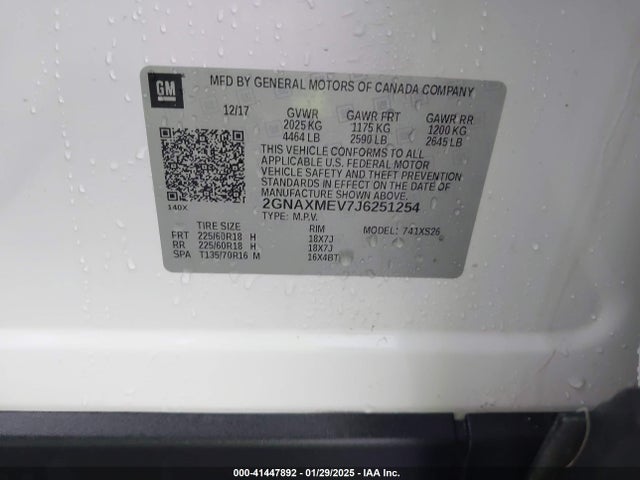 2GNAXMEV7J6251254 Chevrolet Equinox Premier