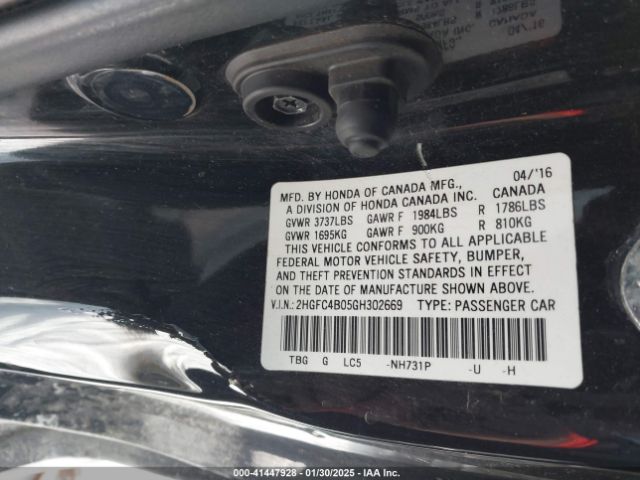 2HGFC4B05GH302669 Honda Civic Lx-p