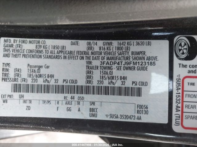 3FADP4TJ9FM123185 Ford FIESTA S