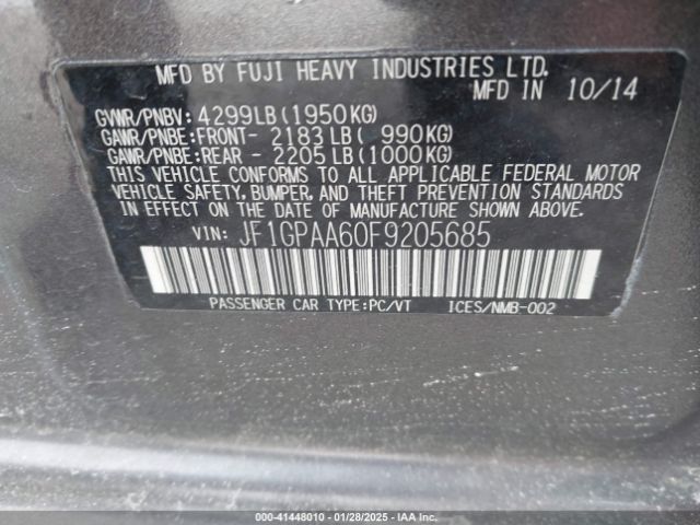 JF1GPAA60F9205685 Subaru Impreza 2.0i