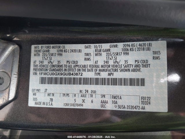 1FMCU0GX9GUB43872 Ford ESCAPE SE