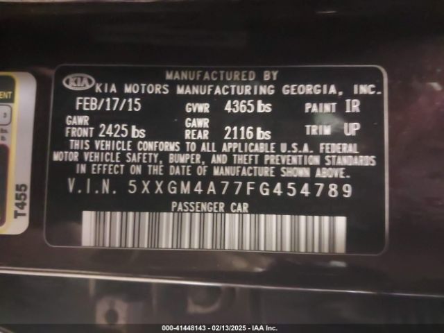 5XXGM4A77FG454789 KIA Optima Lx