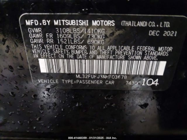 2022 MITSUBISHI MIRAGE G4 ML32FUFJ3NHF03678 Photo 8