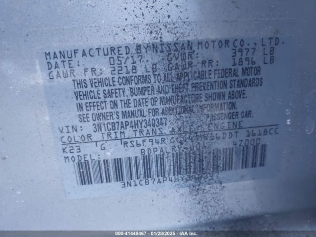 3N1CB7AP4HY340347 Nissan Sentra Sr Turbo