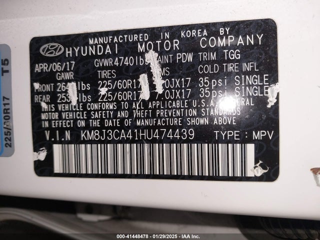 KM8J3CA41HU474439 Hyundai TUCSON SE