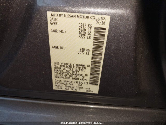 Nissan Altima 2.5 S 2016 1N4AL3AP4GC268511 Image 9