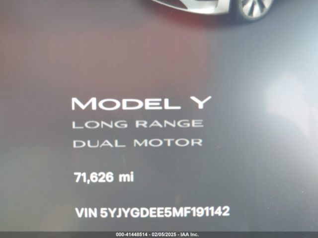 5YJYGDEE5MF191142 Tesla Model Y Long Range Dual Motor All-wheel Drive