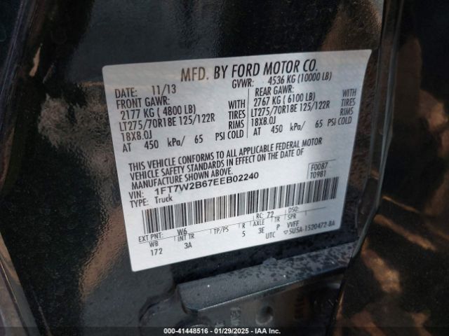 1FT7W2B67EEB02240 Ford F-250 Xlt
