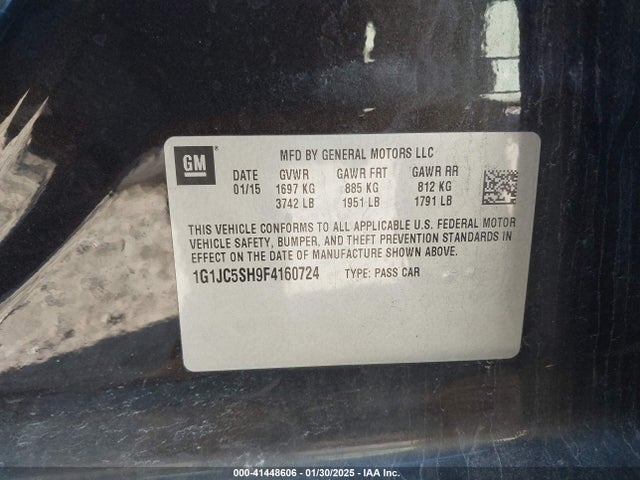 1G1JC5SH9F4160724 Chevrolet Sonic Lt Auto