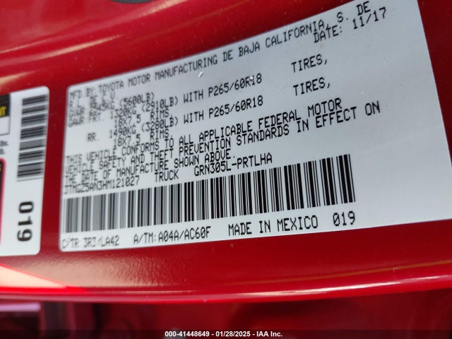 3TMGZ5AN3HM121027 Toyota Tacoma Limited
