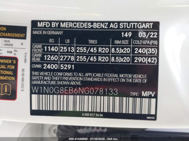 W1N0G8EB6NG078133 Mercedes-Benz Glc 300 4matic Suv