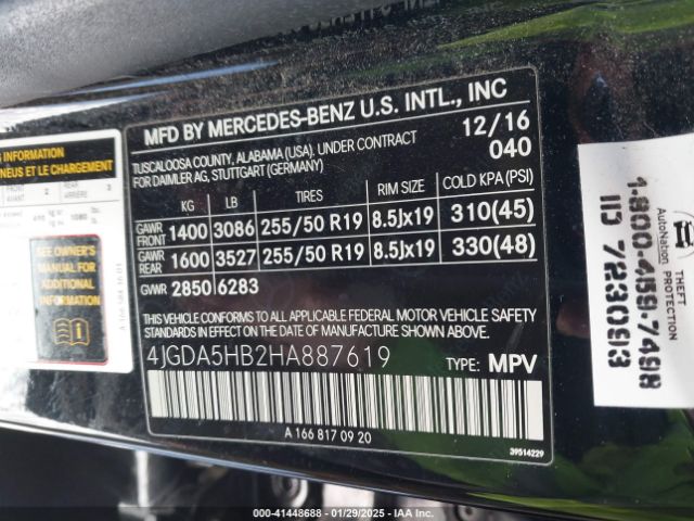 4JGDA5HB2HA887619 Mercedes-Benz Gle 350 4matic