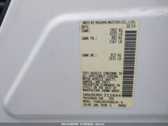 1N4AZ0CP6FC315644 Nissan Leaf Sl