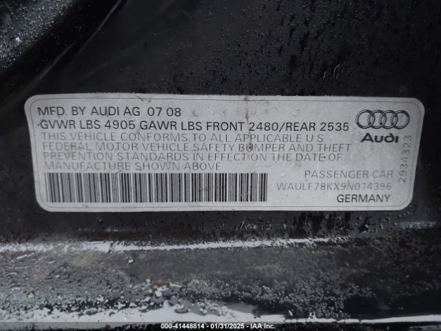 2009 AUDI A4 WAULF78KX9N014396 Photo 8