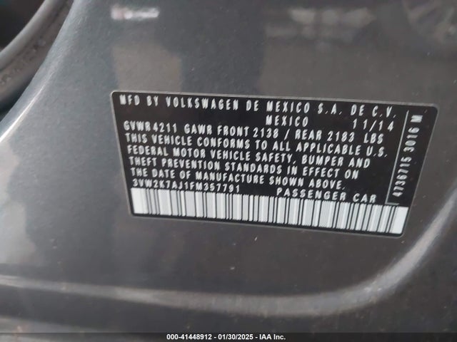 3VW2K7AJ1FM357791 Volkswagen Jetta 2.0l S