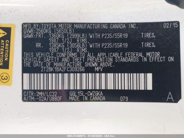 2T2BK1BA2FC309266 Lexus Rx 350 Crafted Line