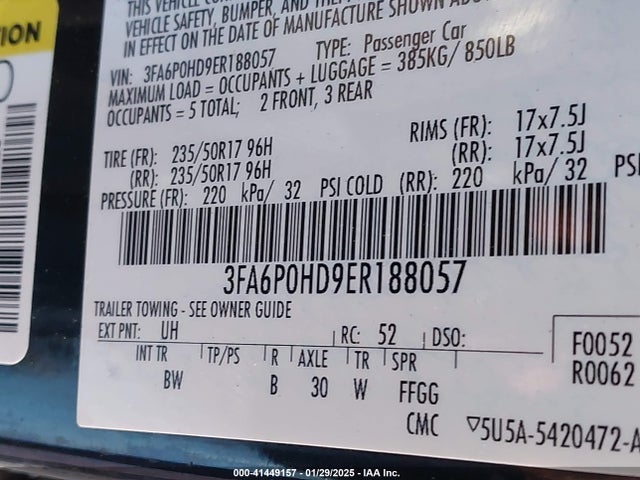 Ford FUSION SE 2014 3FA6P0HD9ER188057 Image 9