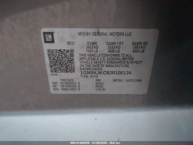 1GNSKJKC9JR100134 Chevrolet Suburban Premier