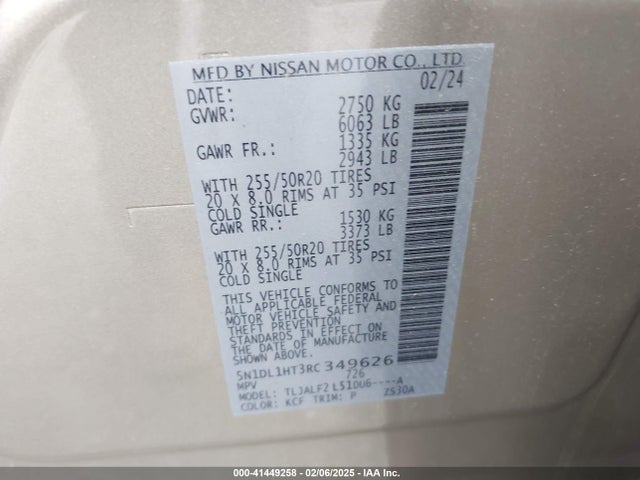 Infiniti QX60 2024 5N1DL1HT3RC349626 Image 9