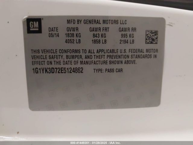 1G1YK3D72E5124862 Chevrolet Corvette Stingray Z51