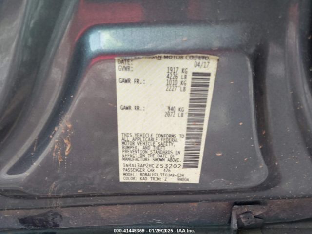1N4AL3AP2HC253202 Nissan Altima 2.5 Sr