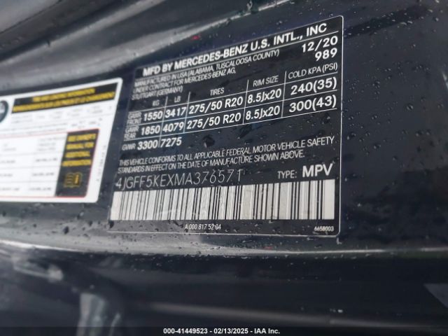4JGFF5KEXMA376571 Mercedes-Benz Gls 450 4matic