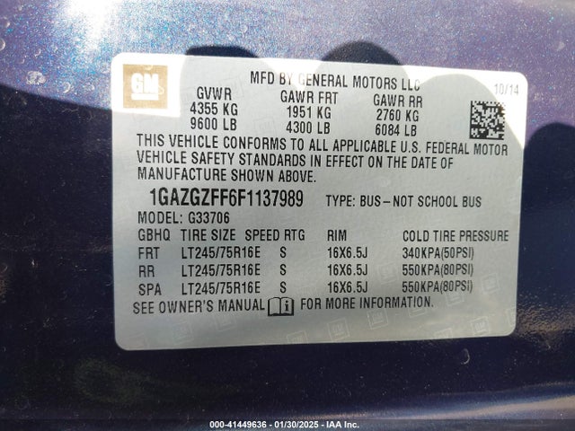 1GAZGZFF6F1137989 Chevrolet Express 3500 Ls