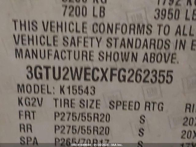 3GTU2WECXFG262355 GMC Sierra 1500 Denali