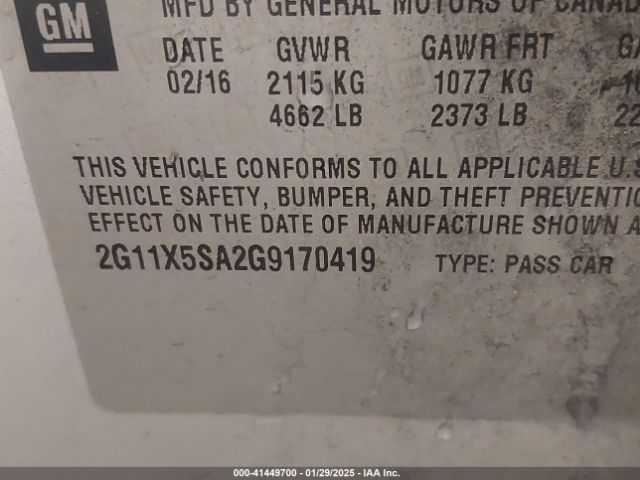 2G11X5SA2G9170419 Chevrolet Impala 1fl