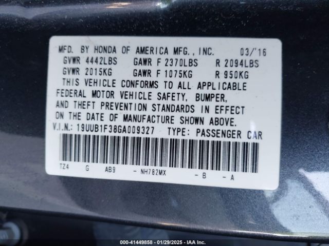 19UUB1F38GA009327 Acura TLX