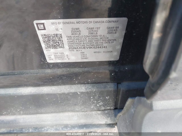 Chevrolet EQUINOX LT 2019 2GNAXUEV9K6244341 Image 9
