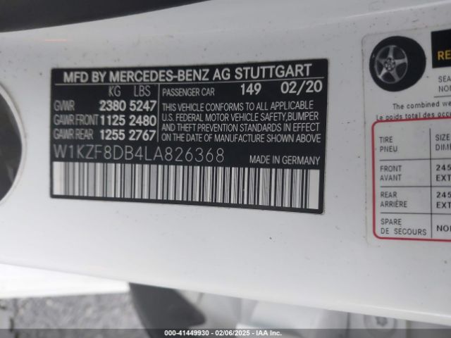 2020 MERCEDES-BENZ E 350 W1KZF8DB4LA826368 Photo 8