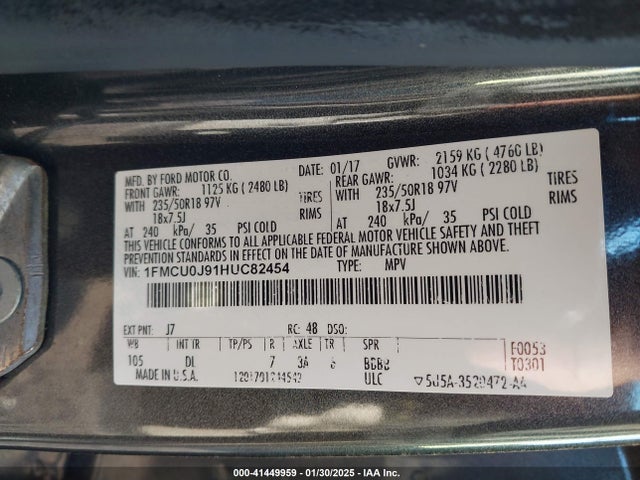 Ford Escape Titanium 2017 1FMCU0J91HUC82454 Image 9