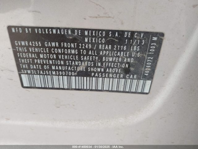 3VW3L7AJ5EM390700 Volkswagen Jetta 2.0l Tdi