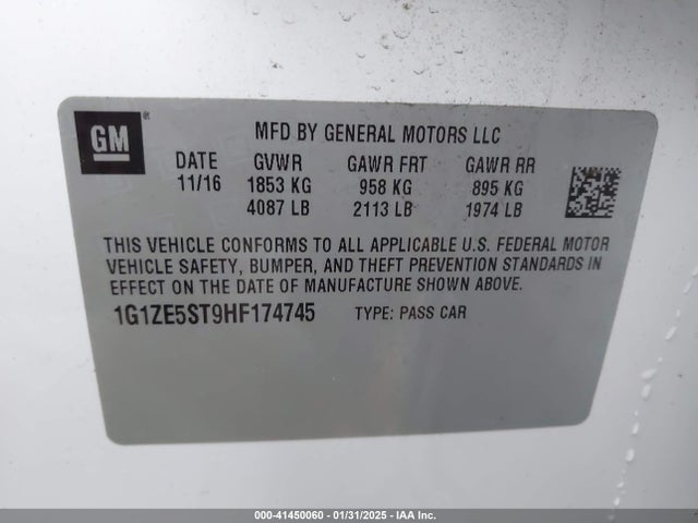 1G1ZE5ST9HF174745 Chevrolet MALIBU 1LT