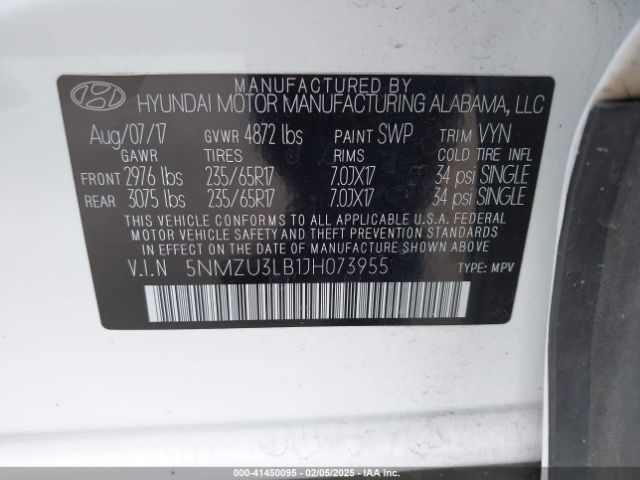 2018 HYUNDAI SANTA FE SPORT 5NMZU3LB1JH073955 Photo 8