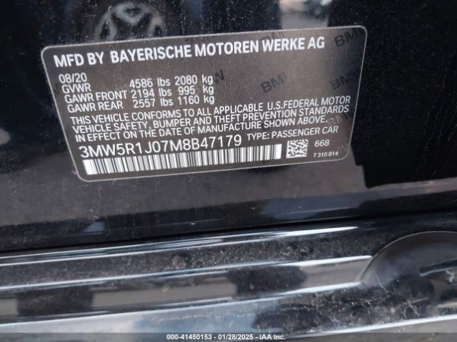 3MW5R1J07M8B47179 BMW 330I