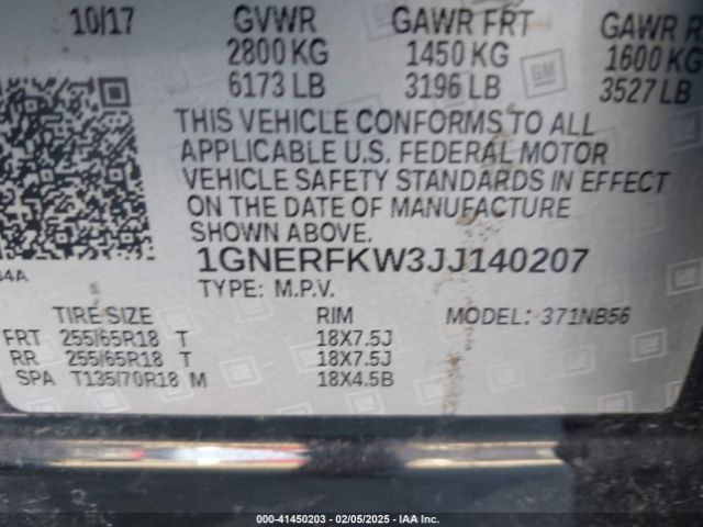 1GNERFKW3JJ140207 Chevrolet Traverse Ls
